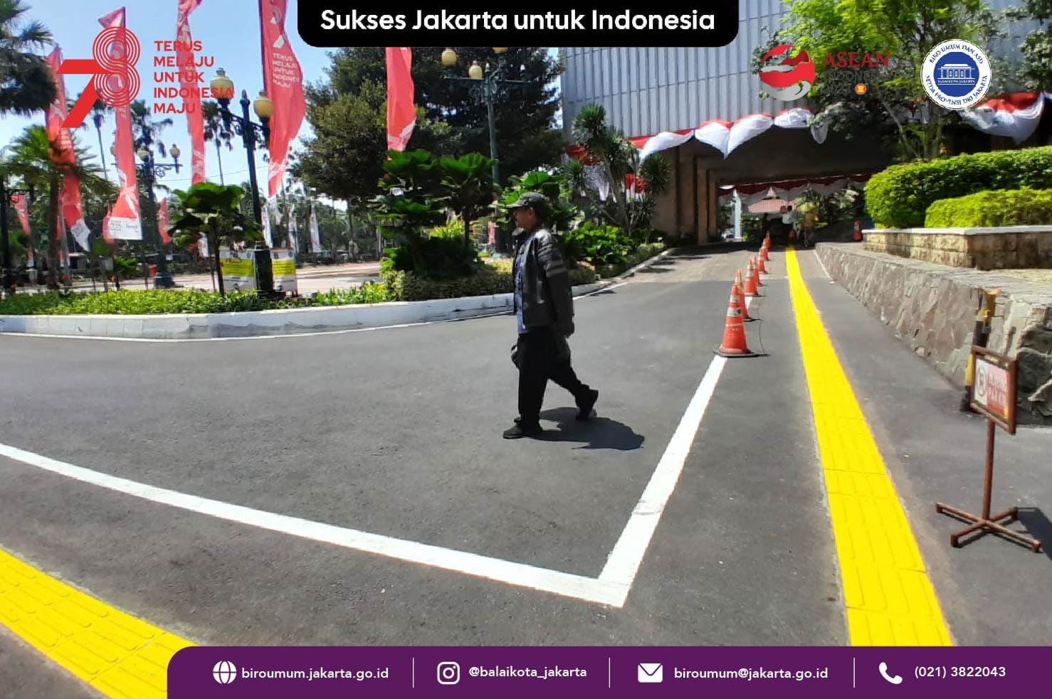 Guiding Block Untuk Penyandang Tuna Netra di Balaikota DKI Jakarta, 11/08/2023