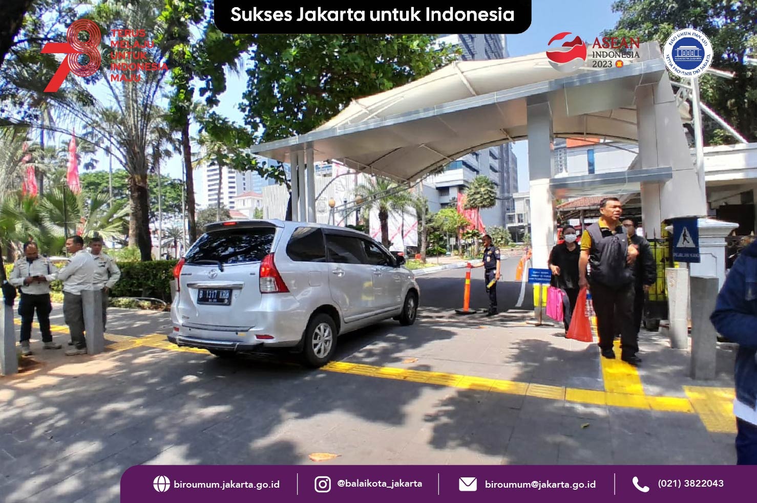 Pemasangan Gapura di depan Balaikota DKI Jakarta, 11/08/2023