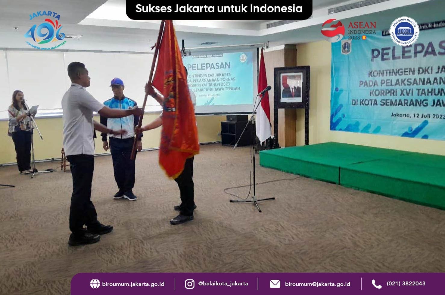 Pelepasan Kontingen DKI Jakarta untuk PORNAS KORPRI XVI di Balaikota DKI Jakarta, (12/07)
